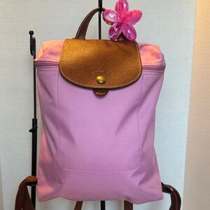 Longchamp Pink and Brown Backpack